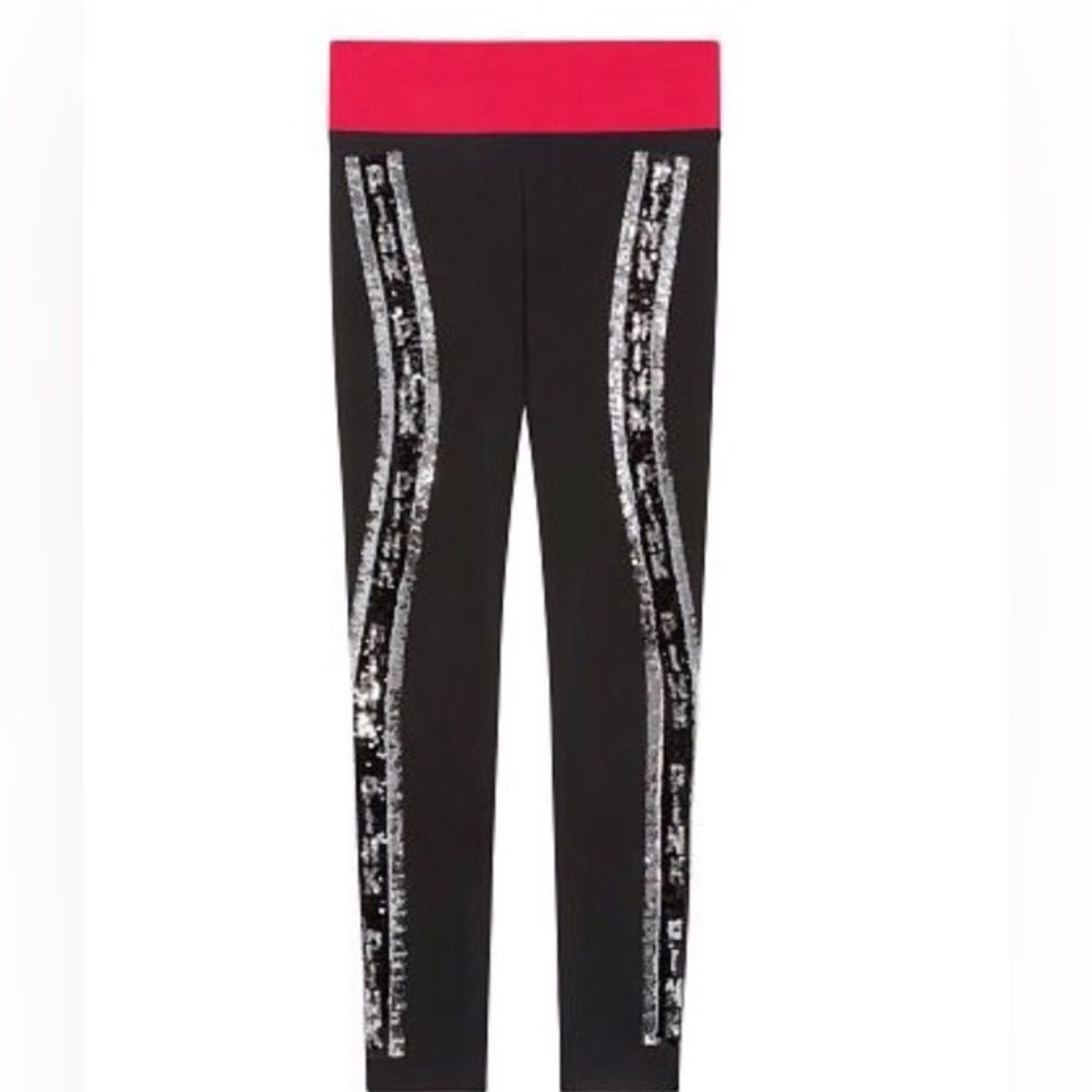 NEW PINK VS BLING COTTON YOGA LEGGINGS LARGE